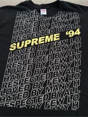 Supreme Respected Tee Loved By Few Hated By Many Black Gold T-Shirt Mens Size XL